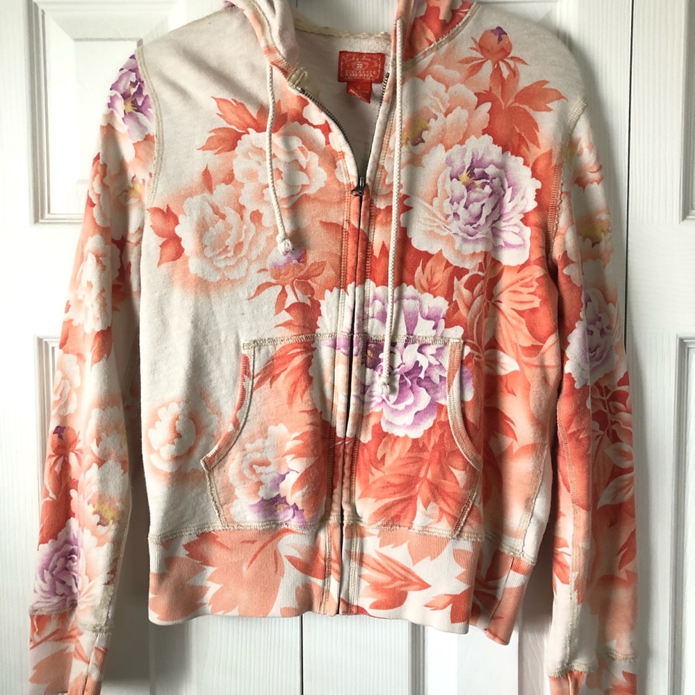 Lucky brand rare lotus flower zip up